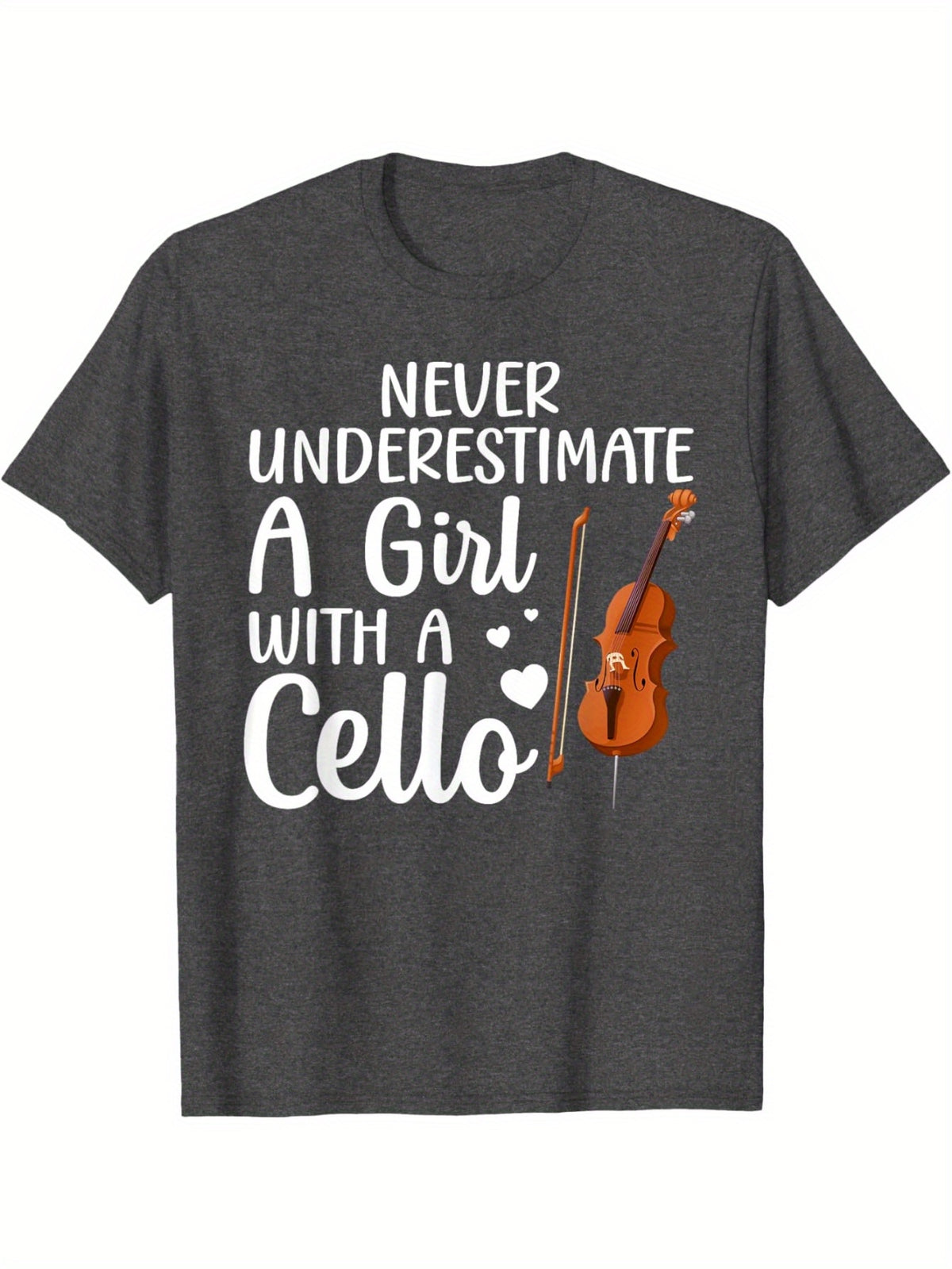 EWH Fun Cello Art Cellist T-Shirt - "Never Underestimate A Girl with A Cello" Graphic, Casual Cotton Tee for Men, Machine Washable, All-Season Wear
