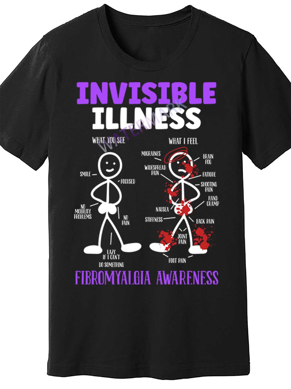 Fibromyalgia Awareness Invisible Illness Disease Survivor Cute Gift 41067 funny Men'S Short Sleeve T-shirt black TT4