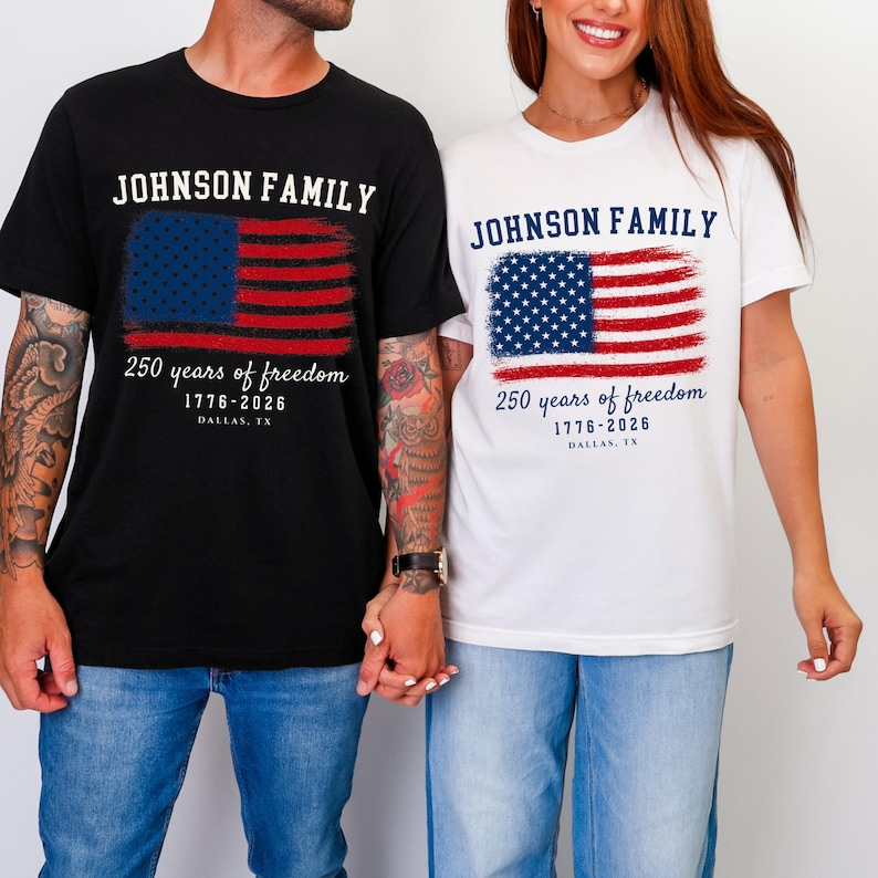Custom Family Name 4th of July Shirt, Personalized 250 Years of Freedom America Tee CH07 911740