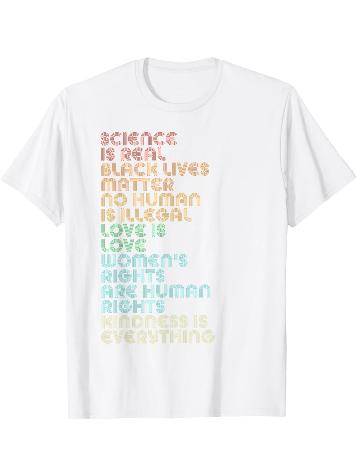 EWH Vintage-Inspired 'Science Is Real' Graphic Tee - 100% Cotton, Casual Loose Fit, Machine Washable, All-Season Round Neck T-Shirt with Colorful Typography, Black Lives Matter Message for Adults