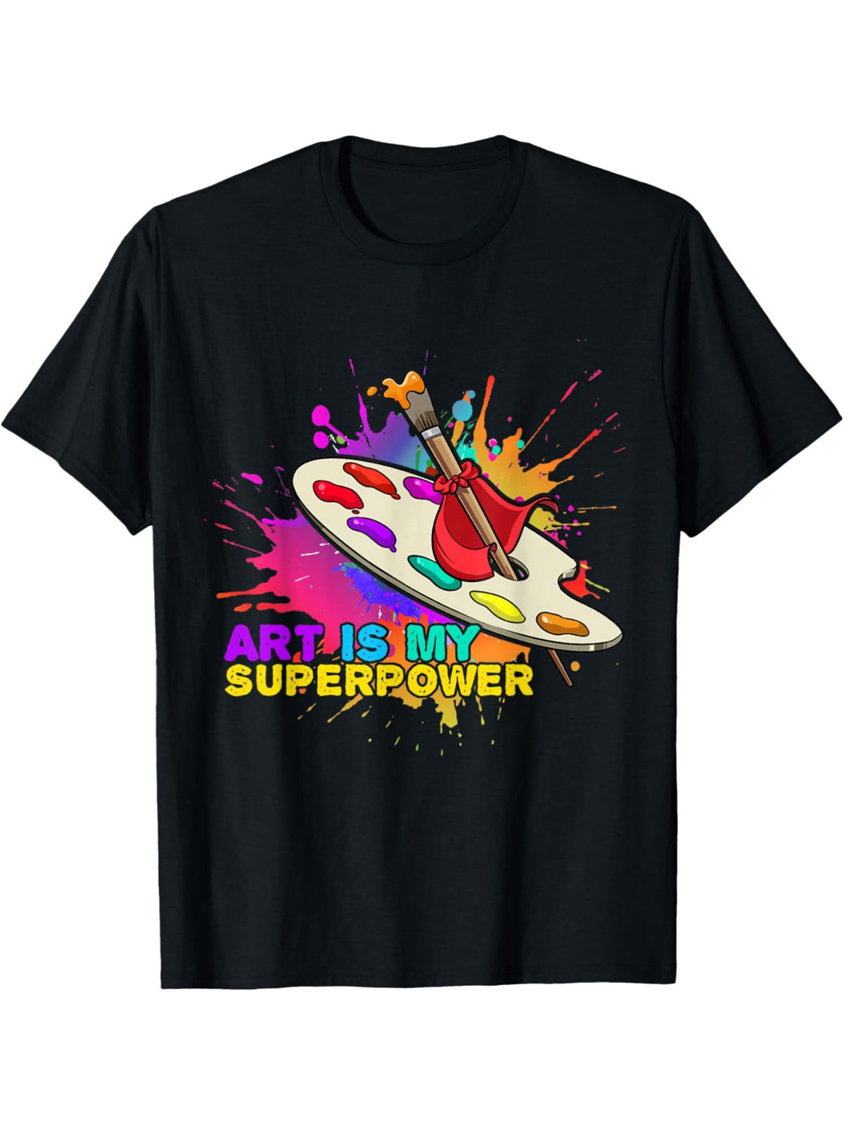 Art Is My Superpower Funny Artistic Gift Retro Trendy Printed T-shirt, Men'S Casual and Comfortable T-shirt Summer, Men'S Short-sleeved Top for Everyday Activities Birthday Gift Valentine'S Day Gift to Men