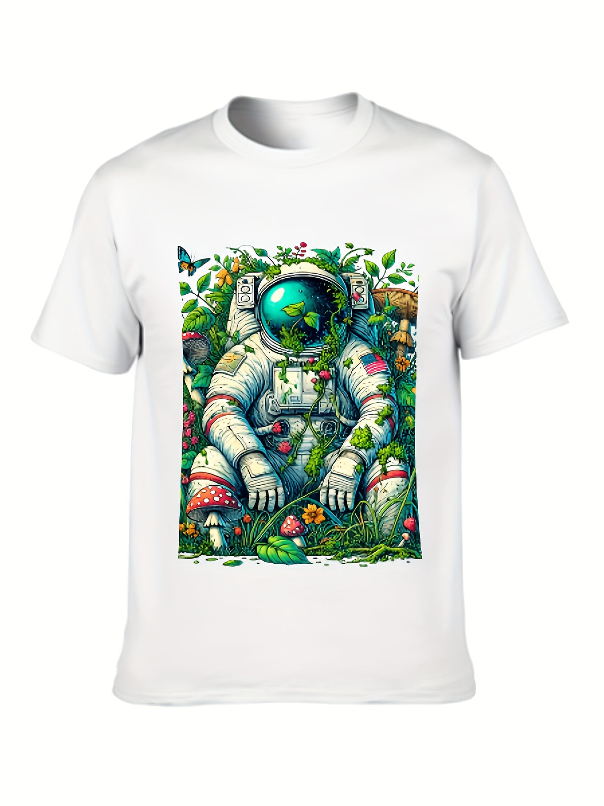 Astronaut Print Graphic Tees For Men S - 3XL Short Sleeve Colorful T-Shirts