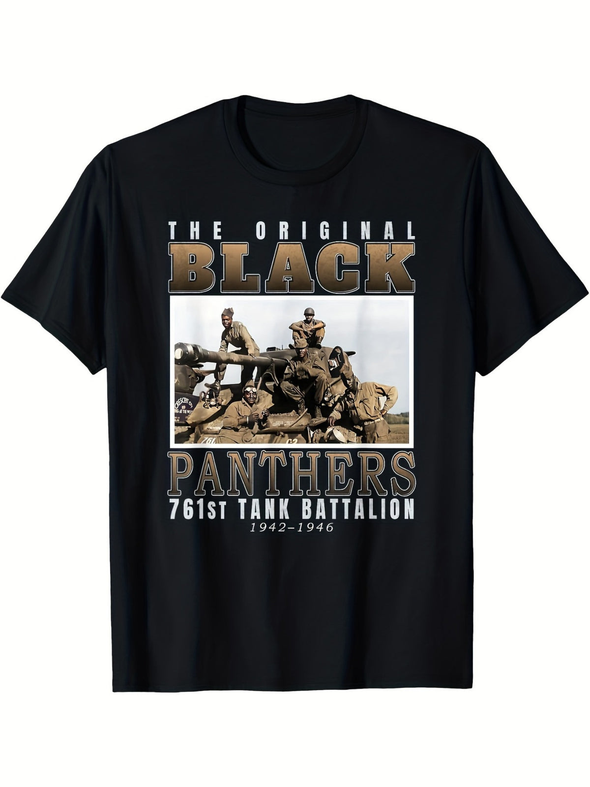 Men's Black Panther Vintage Graphic T-Shirt - 100% Cotton, Comfortable Crew Neck, Short Sleeve, Casual Summer Tee with Military-Themed Print, Perfect for Outdoor Activities & Casual Attire