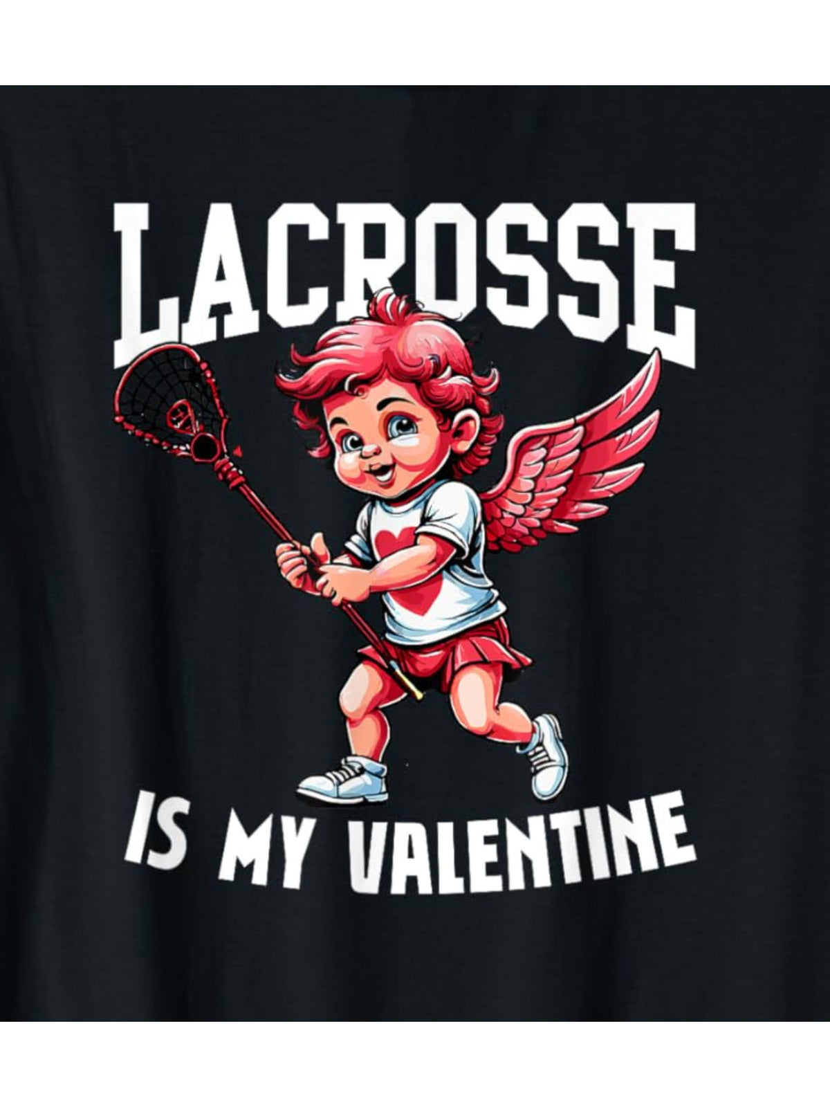 Lacrosse is My Valentine Cute Cupid Funny Valentine'S Day Quotes Retro Trendy Printed T-shirt, Men'S Casual and Comfortable T-shirt Summer, Men'S Short-sleeved Top for Everyday Activities Birthday Gift Valentine'S Day Gift to Men
