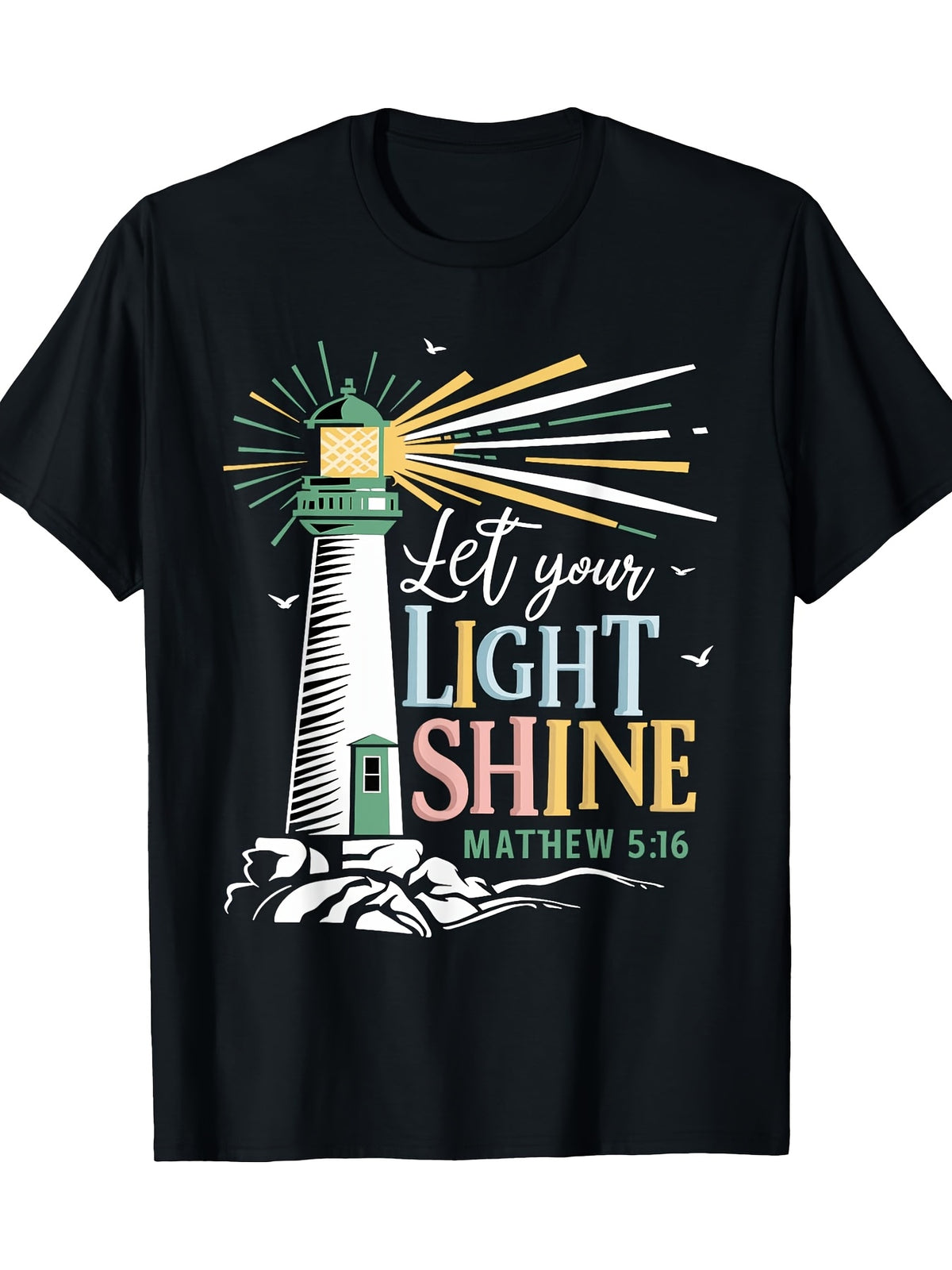 Christianity Jesus Lighthouse-let your light shine T-shirt 100% 180g2