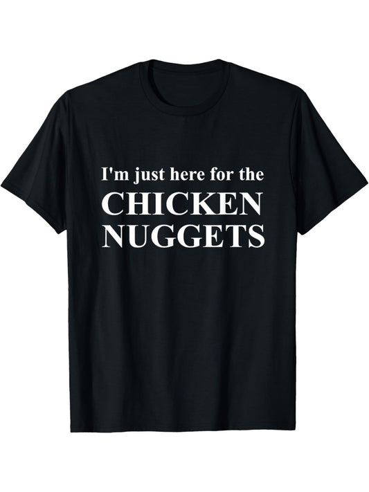 "I'm Just Here for The Chicken Nuggets" Funny Fried Chicken Print T-Shirt - Men's Casual Comfortable Cotton Tee, Short-Sleeved Summer Top for Daily Activities, Birthday Gift, Retro Trendy, Printed T-shirt, Everyday Activities