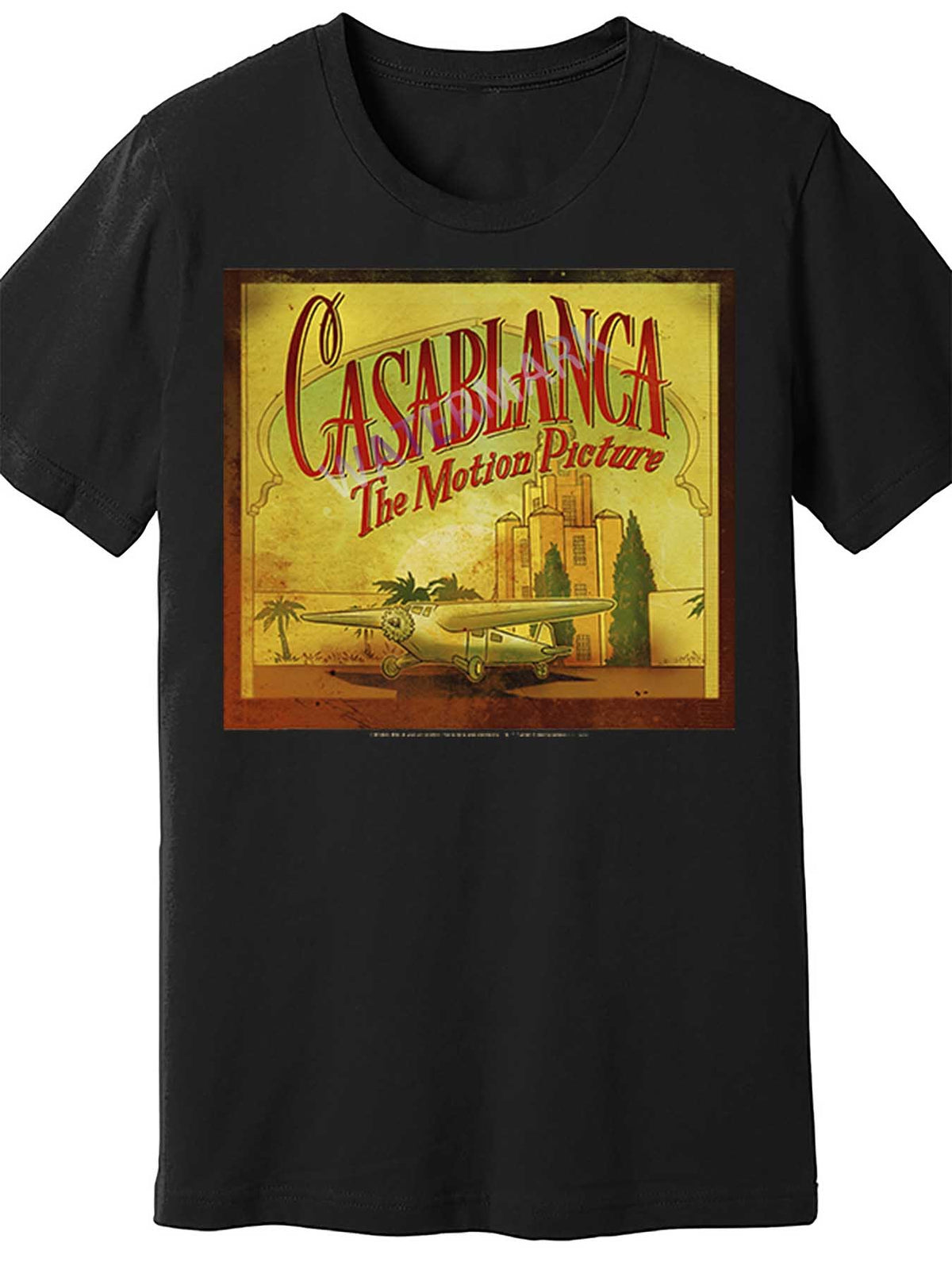 Men's Casablanca Movie Poster Graphic T-Shirt - Short Sleeve, Black Cotton Blend, Vintage Hollywood Style, 180g/㎡, Machine Washable, Movie T Shirts
