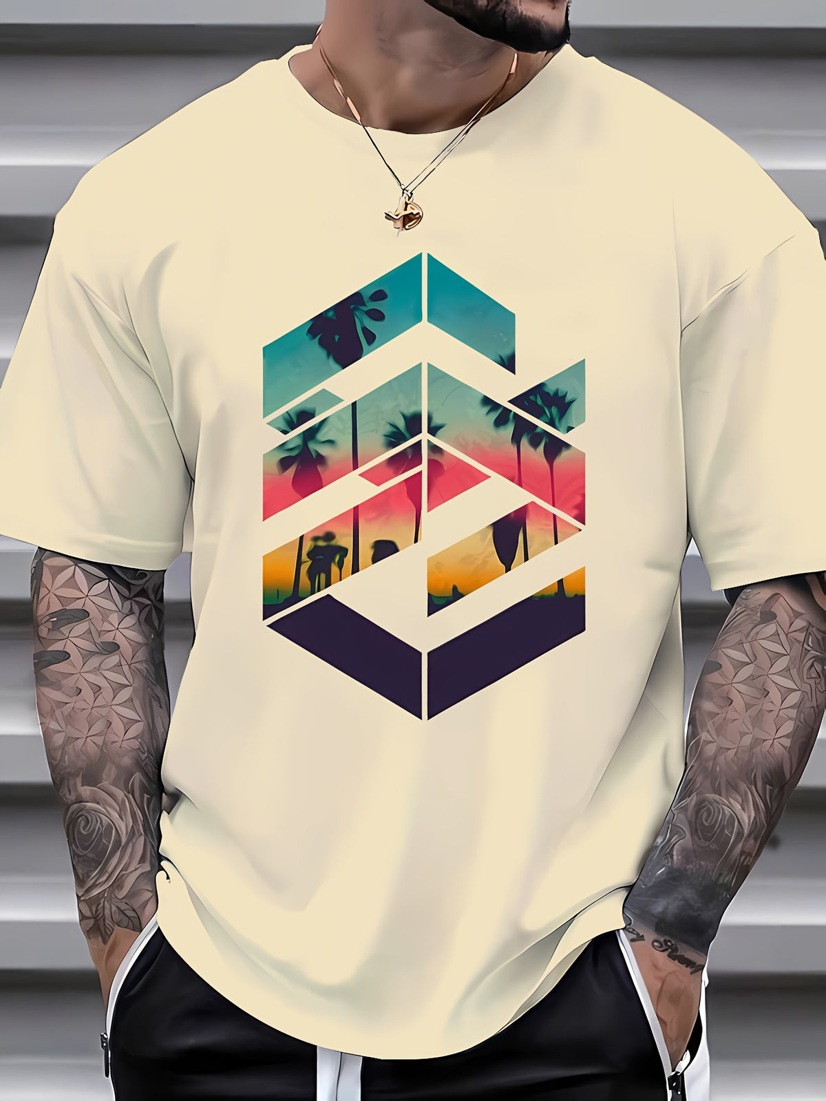 [Summer Short Sleeve Printed Tee] Men's summer short sleeve printed T-shirt