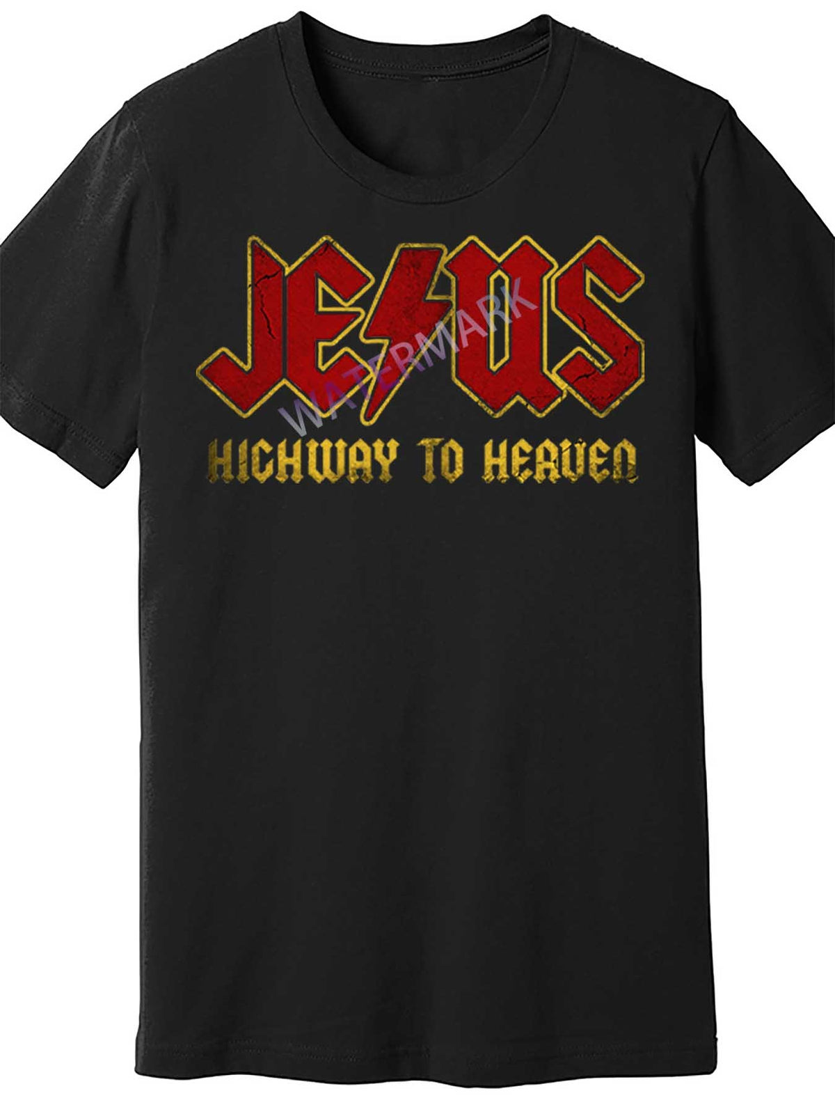 Men's Cotton Crew Neck T-Shirt, Casual Style, Regular Fit, Short Sleeve, Solid Color, Medium Stretch Knit Fabric, with Jesus Highway to Heaven Graphic, for All-Season Christian Tee