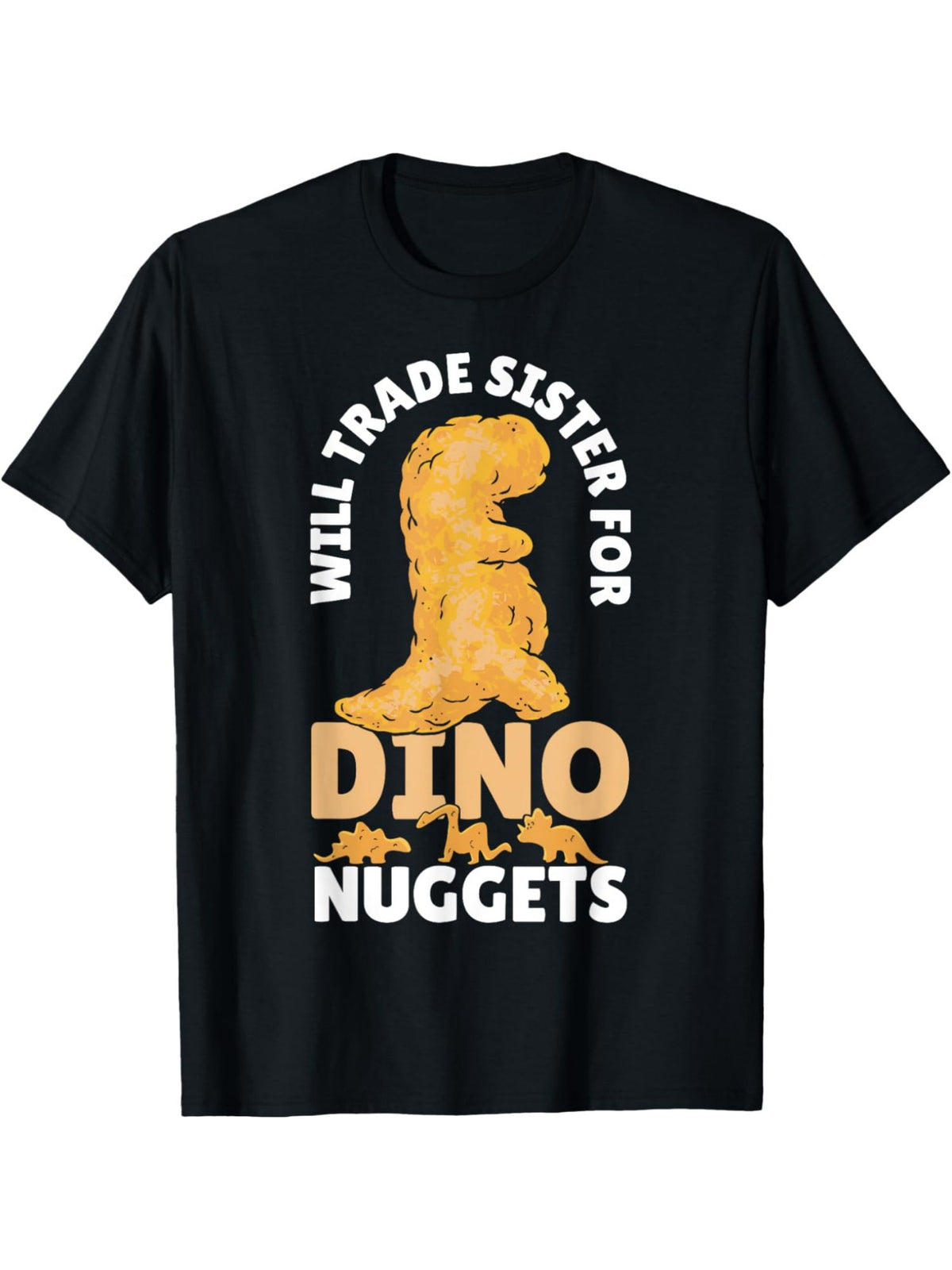 "Will Trade Sister for Chicken Nuggets" Funny Retro Printed T-Shirt - Men's Casual Comfortable Cotton Tee, Short-Sleeved Summer Top, Ideal Birthday Gift, Everyday Activities, Trendy