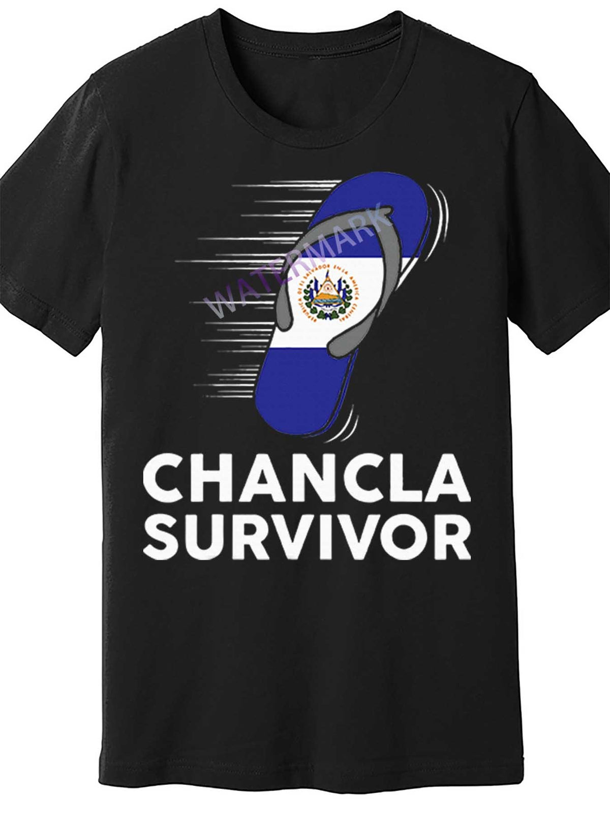 Men's Cotton Crew Neck T-Shirt, Casual Style, Regular Fit, Short Sleeve, Knit Fabric with Medium Stretch, Solid Color, 180g Weight, with El Salvador Flag & "Chancla Survivor" Print, for All-Season Top