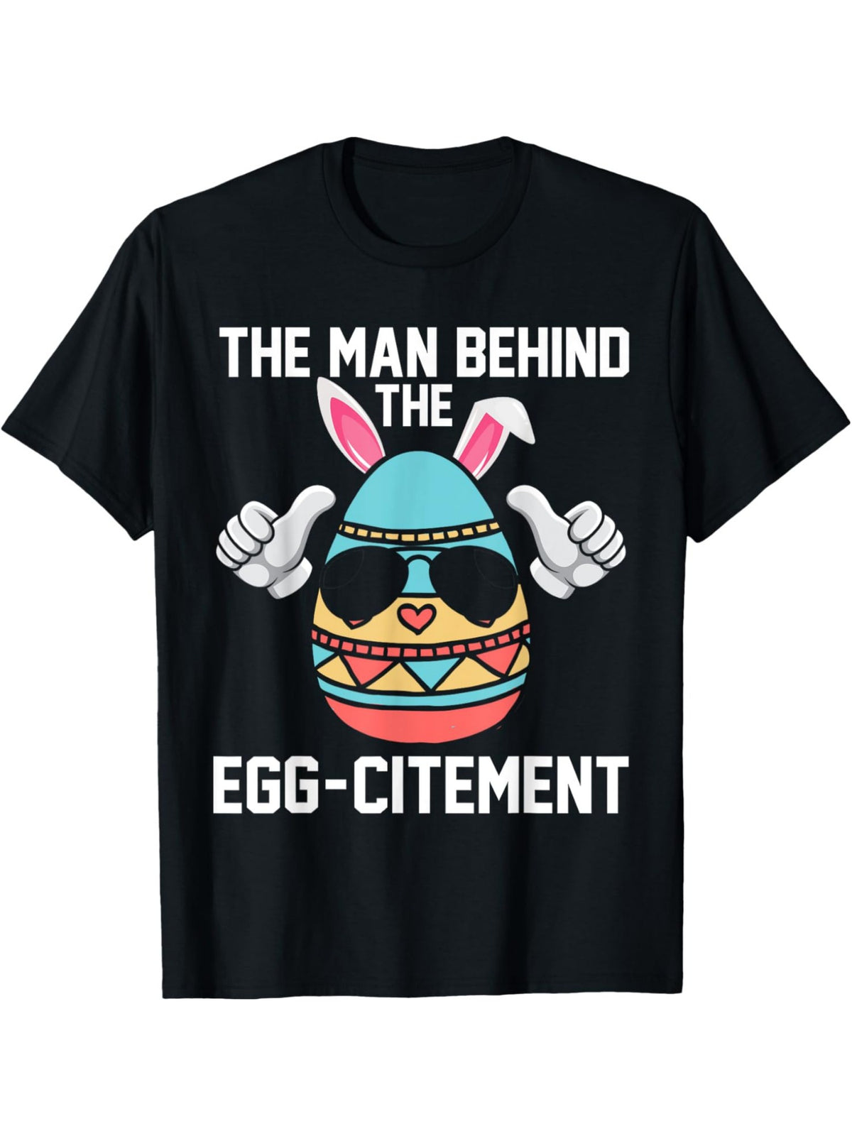 Men's "The for Man Behind The Egg-Citement" Vintage Cotton T-Shirt - Soft & Comfortable Crew-Neck, Casual Summer Tee with Easter Egg Graphic, Perfect for Outdoor Activities & Gifts