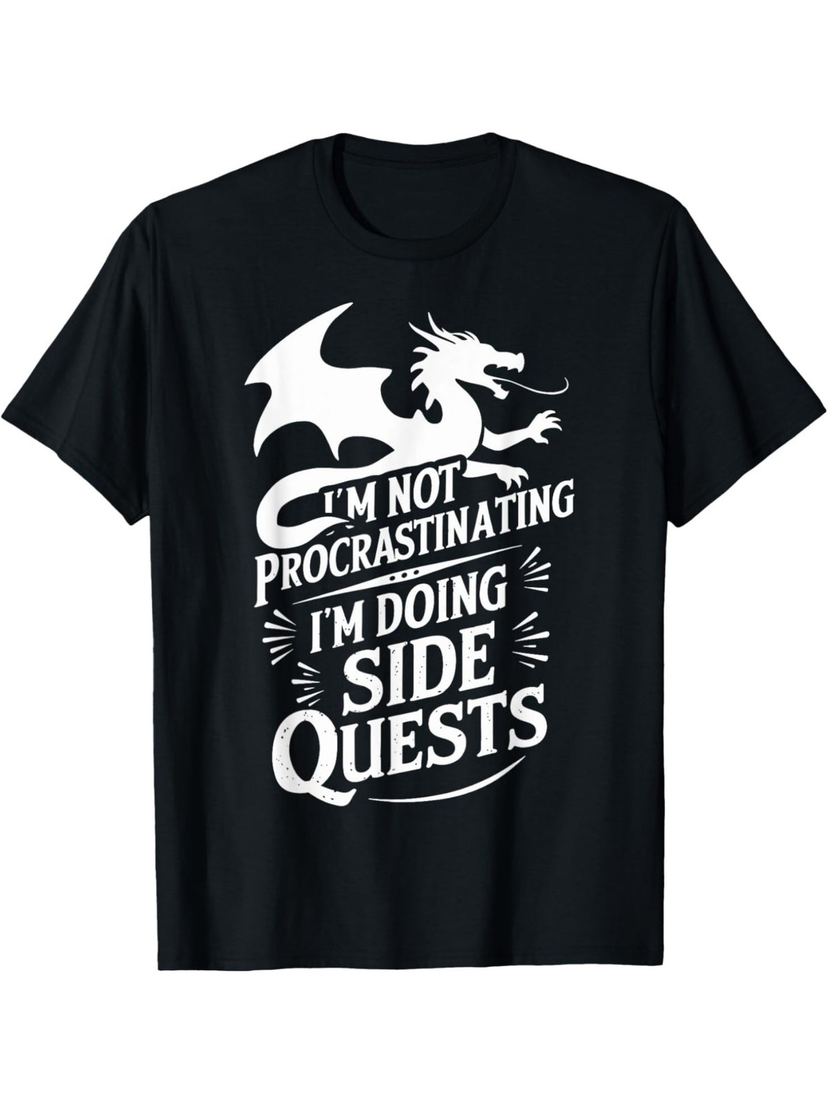 I'm Not Procrastinating I'm Doing Side Quests Retro Trendy Printed T-shirt, Men's Casual and Comfortable T-shirt Summer, Men's Short-sleeved Top for Everyday Activities Birthday Gift to Men