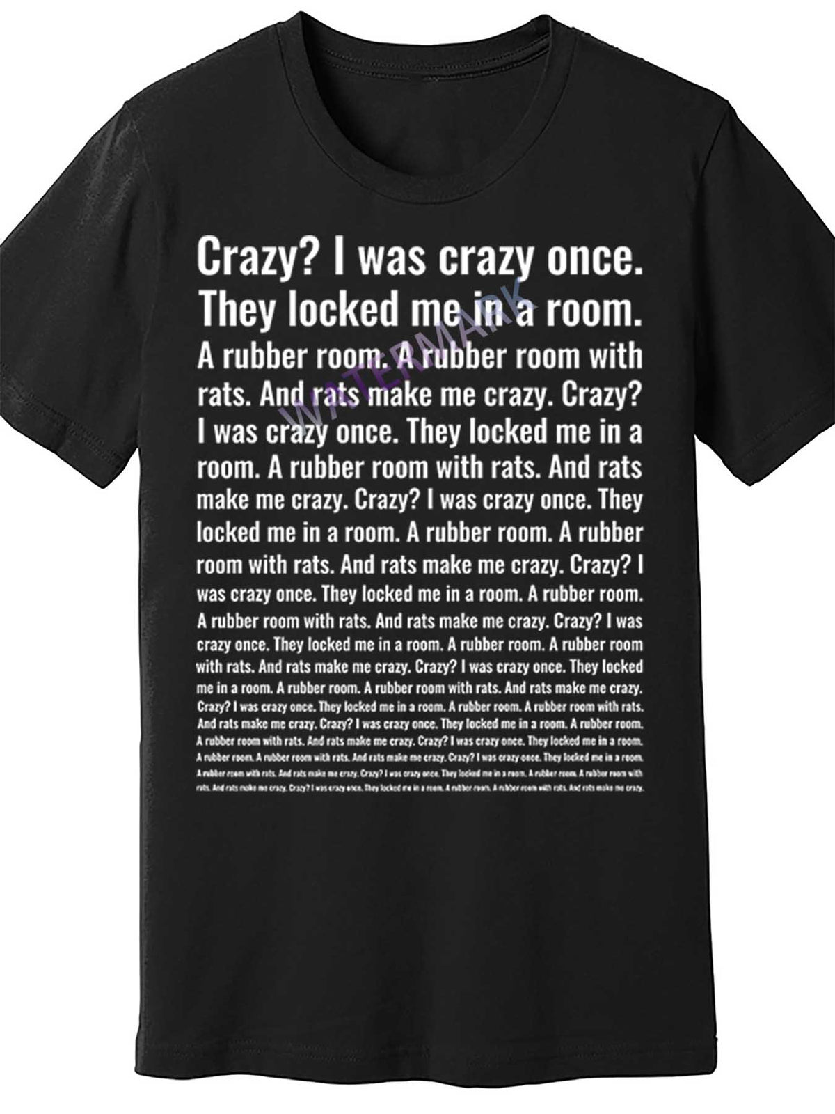 Funny 'I Was Crazy Once' Men's Black Cotton T-Shirt - Short Sleeve, Casual Fit, Machine Washable, Humorous Meme Design, Rubber Room Quote, All-Season Comfort