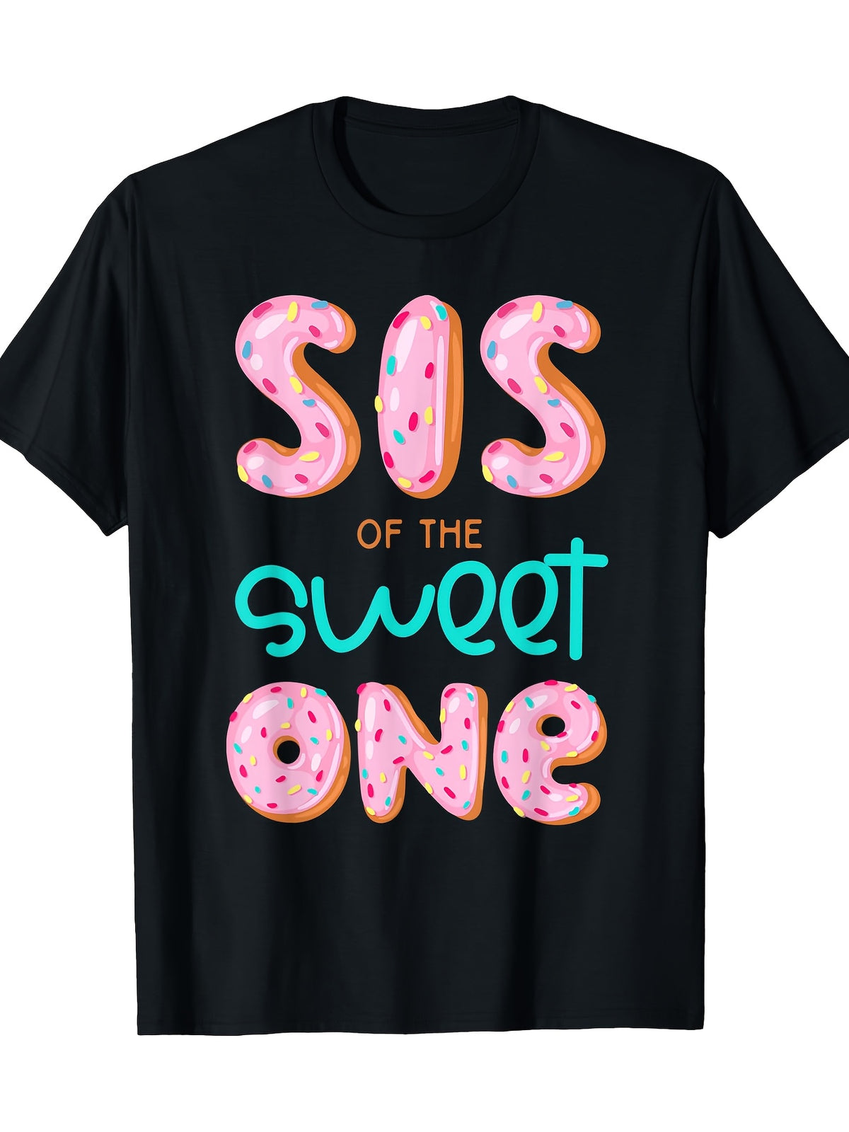 Sis of The Sweet One First Birthday Matching Family Donut T-shirt 100% 180g