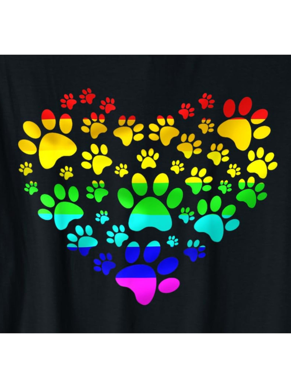 Men's Paw Print Heartbeat Rainbow T-Shirt - 100% Cotton, Casual Short-Sleeved Top for Everyday Activities, Comfortable Summer Tee, Ideal Birthday Gift, Heart Print T Shirt, Retro Trendy Printed, Funny