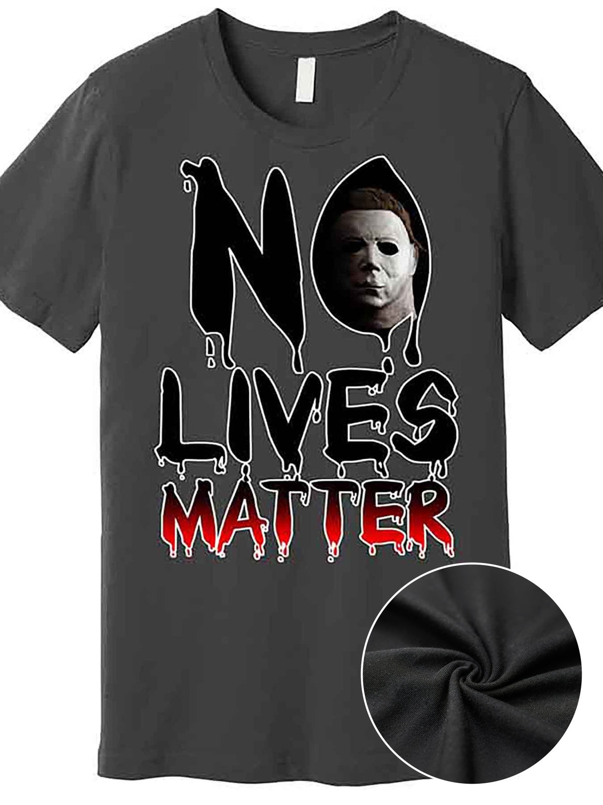 No Lives Matter Classic Horror Premium Men’s Short Sleeve Graphic T-Shirt - Black Cotton Blend, Bold Dripping Letter Design, Round Neck, Regular Fit, Machine Washable, Casual Statement Tee