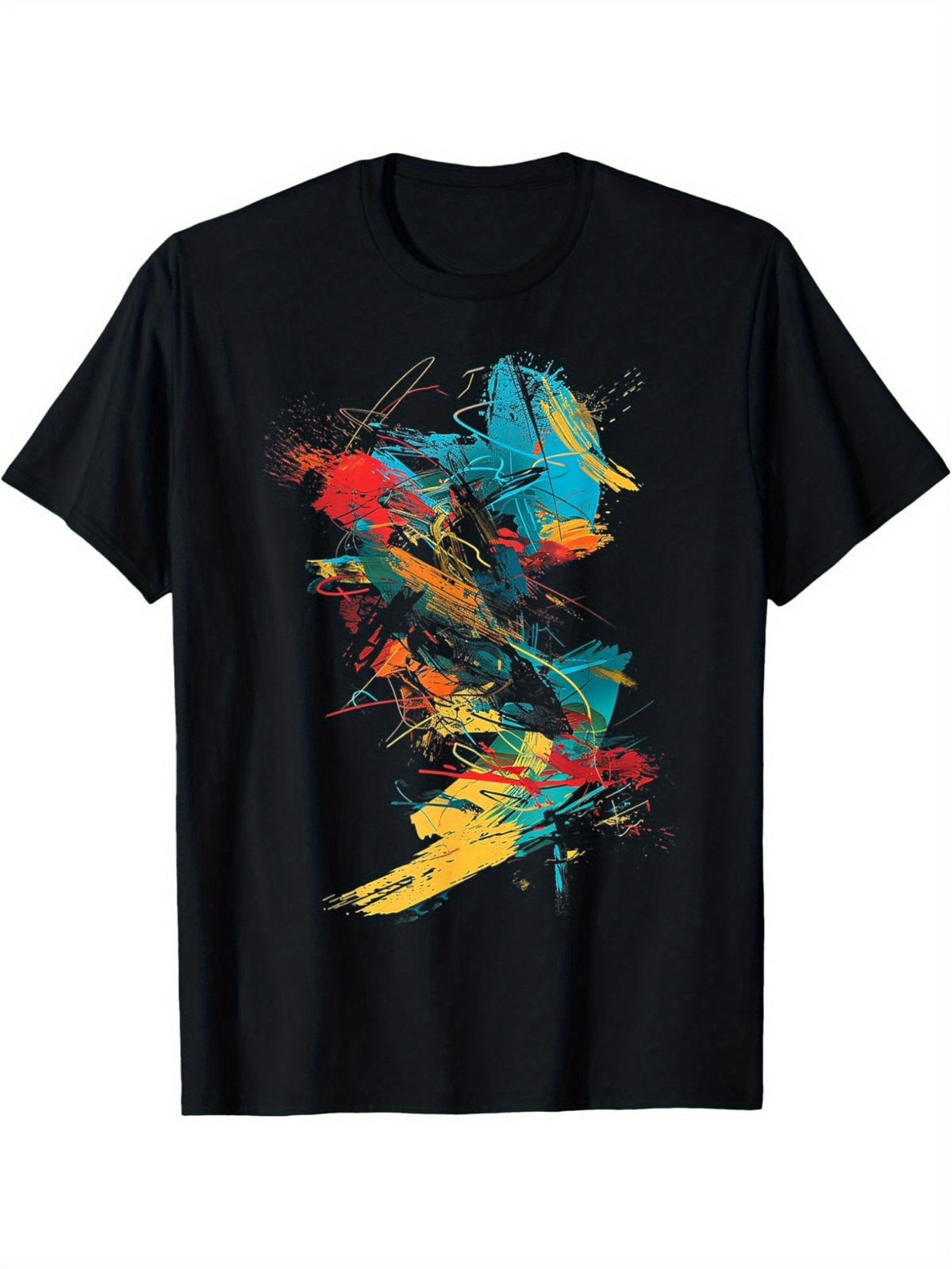 Art Drawing Graphic Colorful Abstract Painting Gift Retro Trendy Printed T-shirt, Men'S Casual and Comfortable T-shirt Summer, Men'S Short-sleeved Top for Everyday Activities Birthday Gift Valentine'S Day Gift to Men