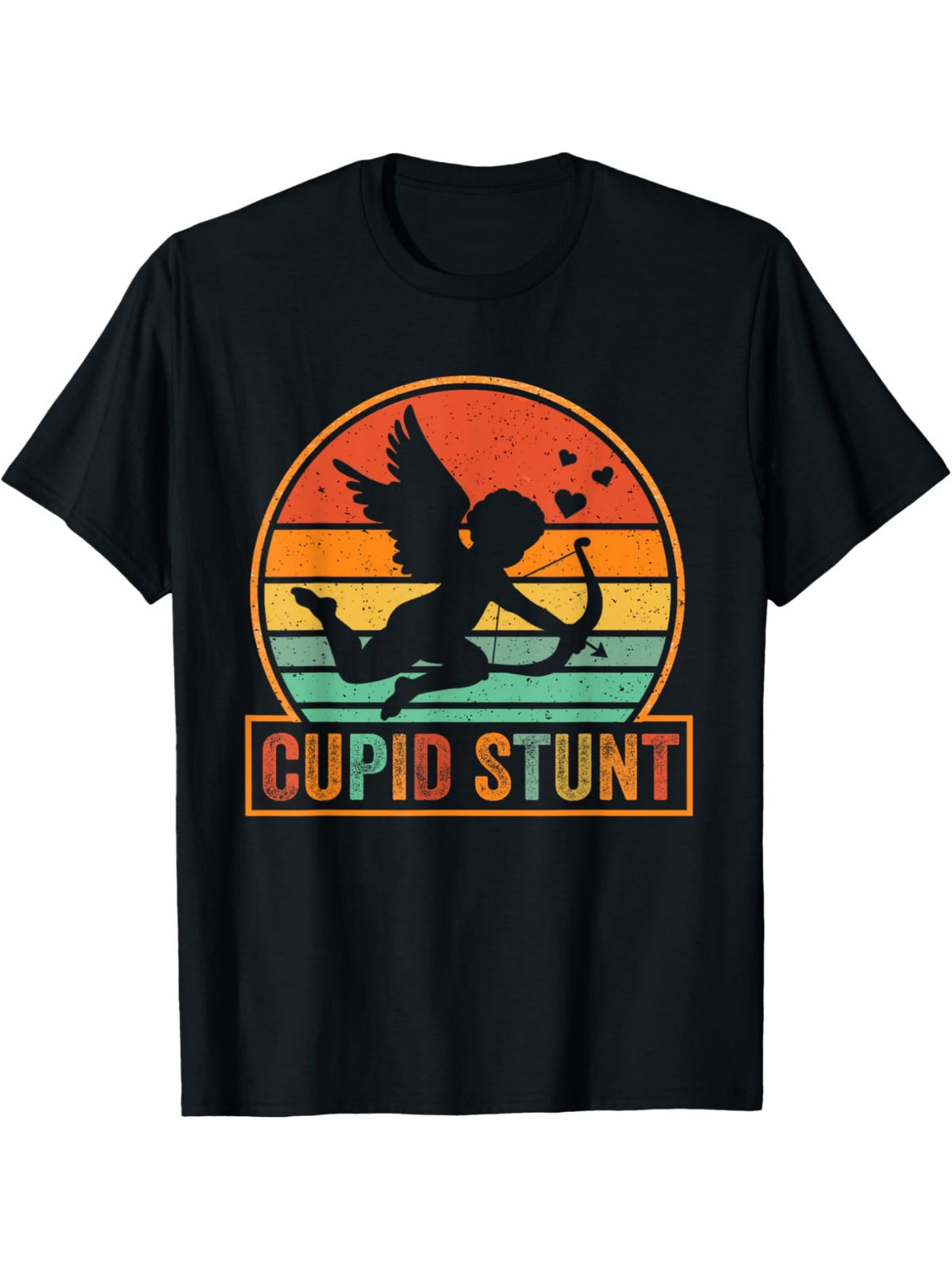 Cupid Stunt Funny Valentine's Day Quote Retro Trendy Printed T-shirt, Men's Casual and Comfortable T-shirt Summer, Men's Short-sleeved Top for Everyday Activities Birthday Gift to Men