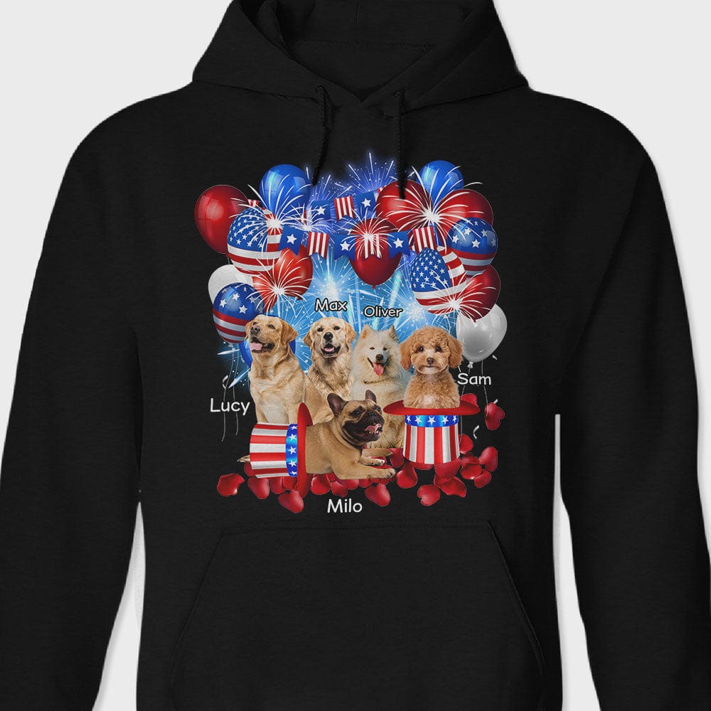 GeckoCustom Custom Photo 4th Of July For Dog Lovers Dark Shirt HO82 890736