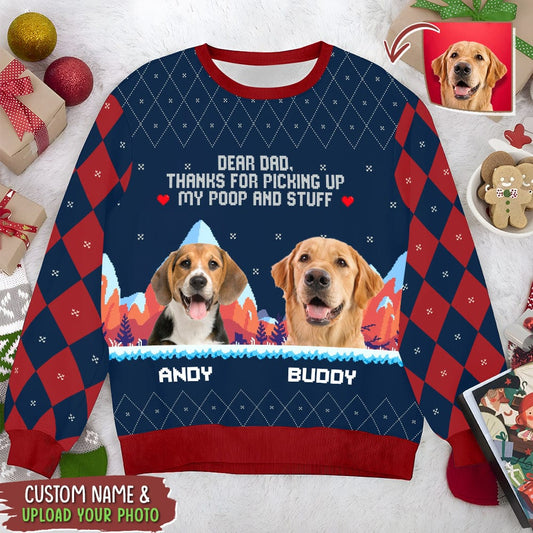 GeckoCustom Custom Photo Dog Cat Thanks For Picking Up My Poop AOP Ugly Sweatshirt K228 HN590