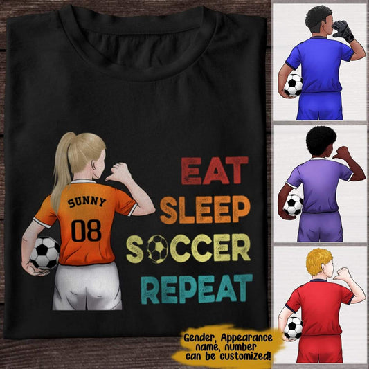 GeckoCustom Eat Sleep Soccer Repeat Soccer Shirt Premium Tee / P Black / S