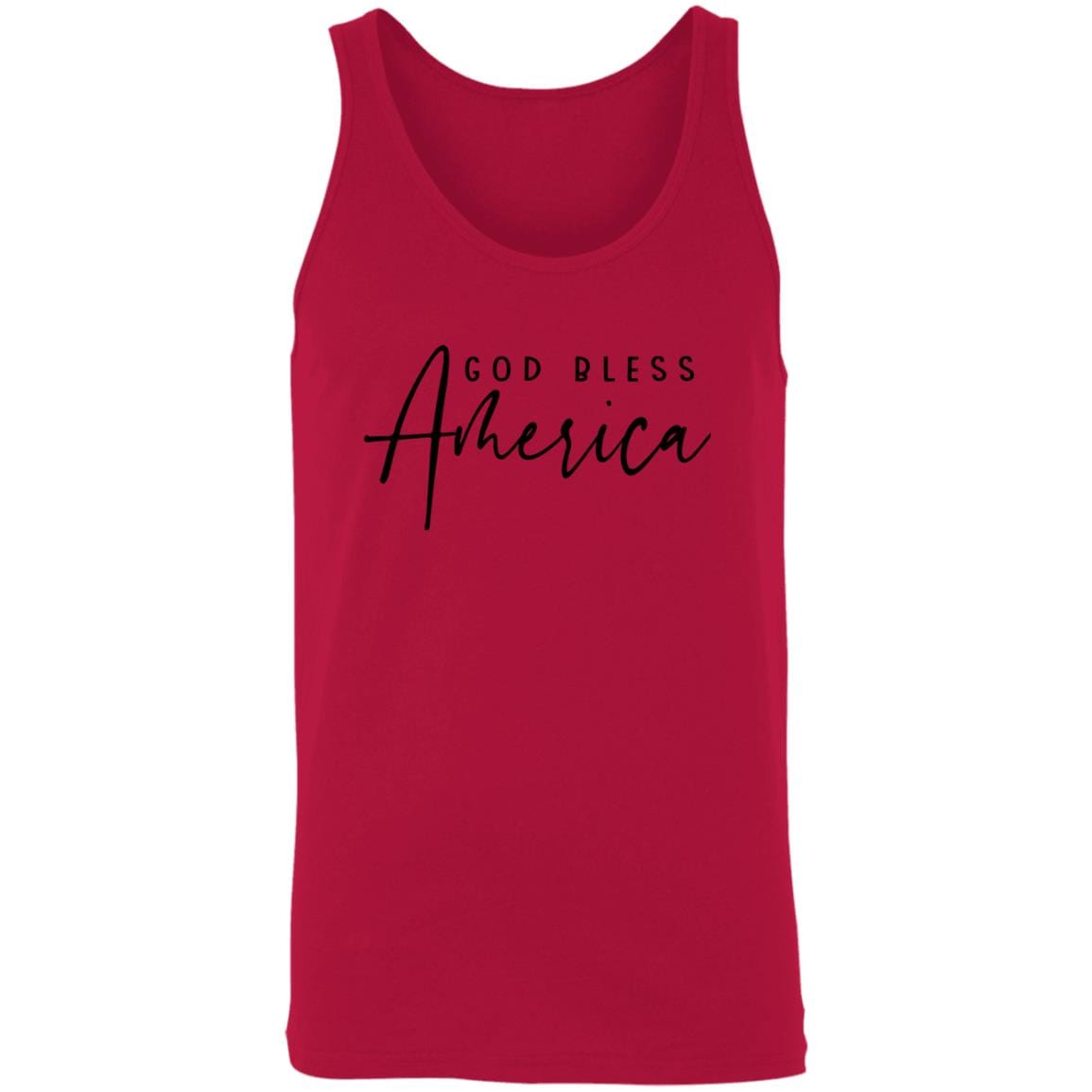 GeckoCustom God Bless America Patriotic 4th of July Shirt H405 Unisex Tank Top / Red / X-Small