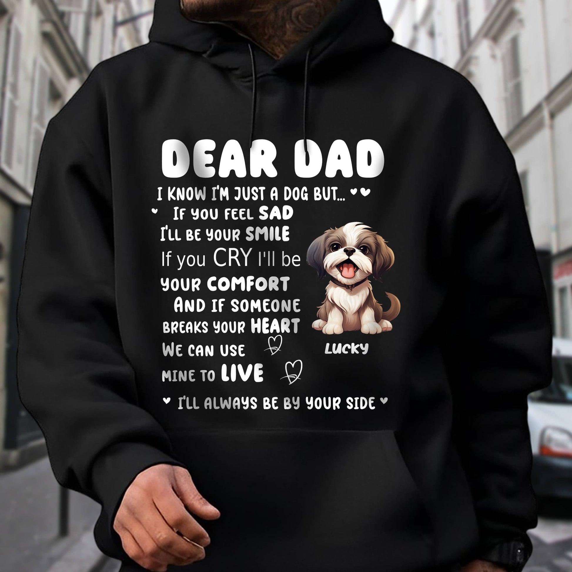 GeckoCustom I¡®ll Always Be By Your Side Dog Dark Sweatshirt For Dog Lovers Personalized Gift N369 HO82 893520 Pullover Hoodie / Black Colour / S