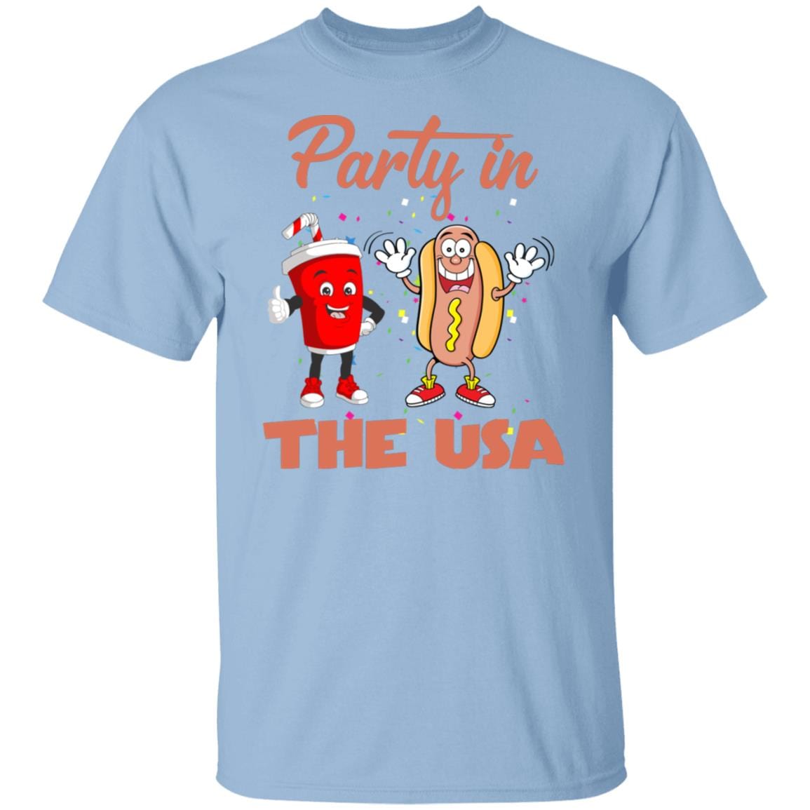 GeckoCustom Party in the USA Fourth of July Shirt H403 Basic Tee / Light Blue / S