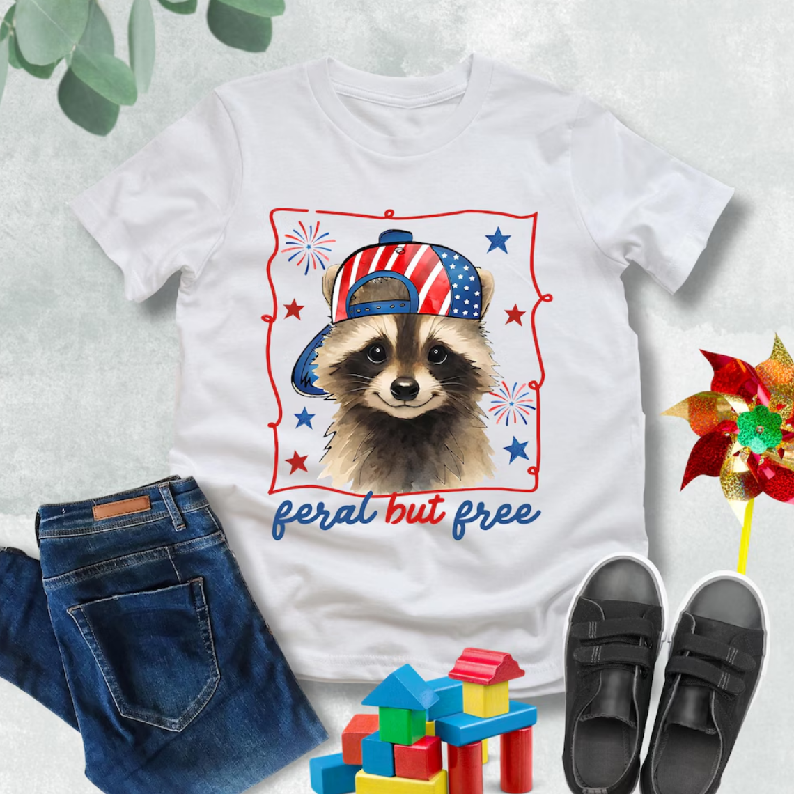 Feral But Free Raccoon Kids Shirt TH10 170099