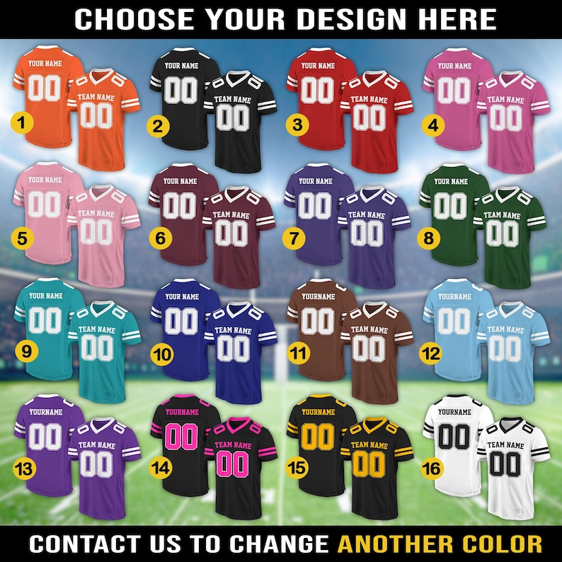 Personalized Team Name & Number Football Jersey Shirt TH10 898483