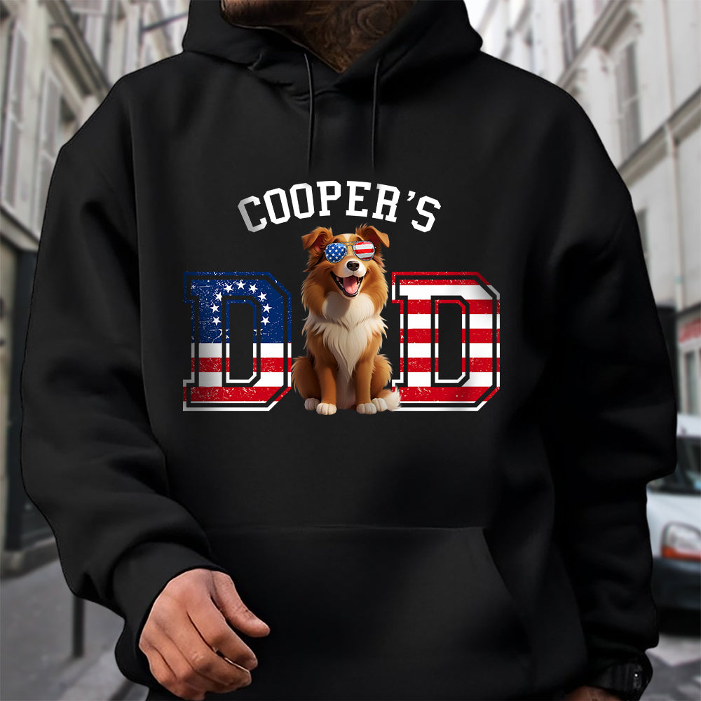 Personalized Dog Dad Ver US Flag Vintage Dark Shirt HO82 901252