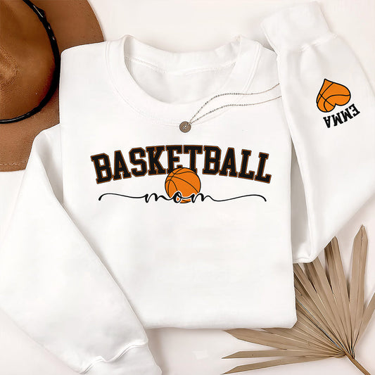Personalized Kids Name Basketball Mom Sleeve Printed Sweatshirt LM32 895703
