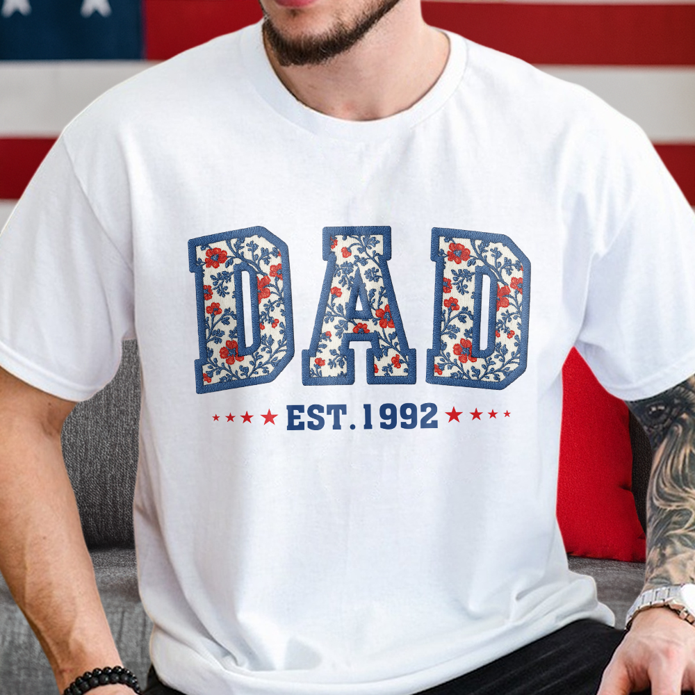 Personalized Floral Dad Mom USA Est Year Bright Shirt LM32 895475